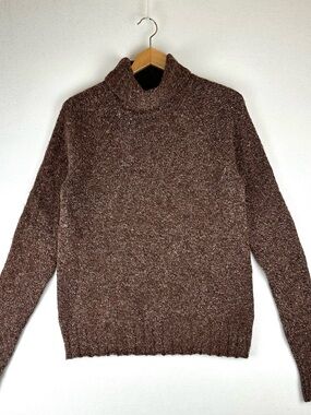 Frank And Oak Turtleneck Wool Blend Sweater Brown Marl Yarn